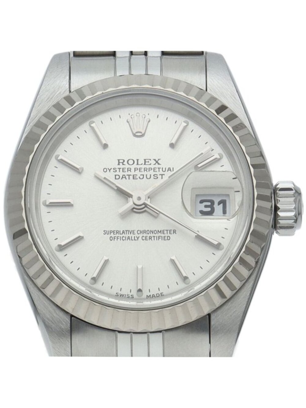 Rolex Datejust Watch 18k White Gold SS Silver
